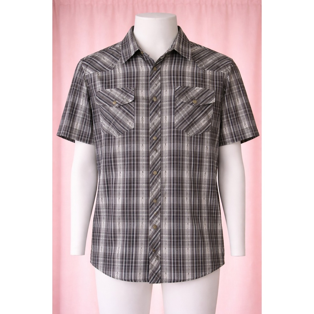 Vintage Levi's‎ Western Shirt Mens Large Cowboy Plaid Short Sleeve Pearl Snap